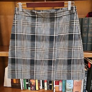 Theory Black and White Checkered A-Line Skirt